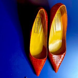 Saks Fifth Avenue brand. Italian kitten heels. Cognac color.